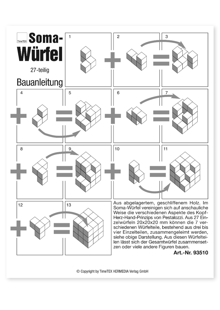 Soma-Würfel 60x60 mm, 27 Einzelwürfel in Beutel