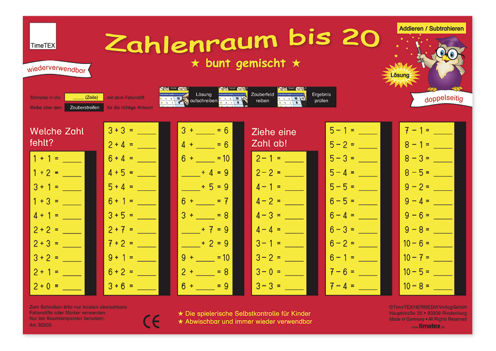 TimeTEX Zaubertafel "Mathematik" Zahlenraum bis 20
