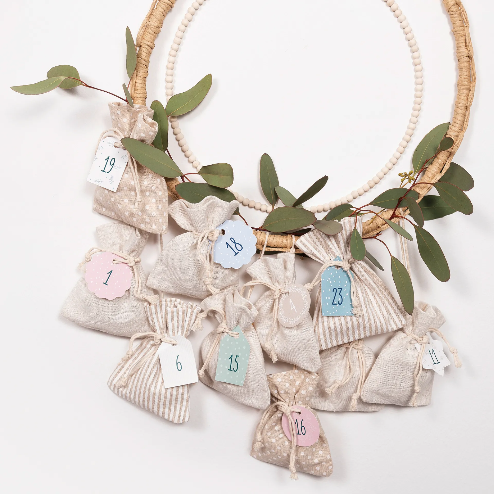 Bastelset "Adventskalender Basic", Stoffbeutel, 49-tlg.