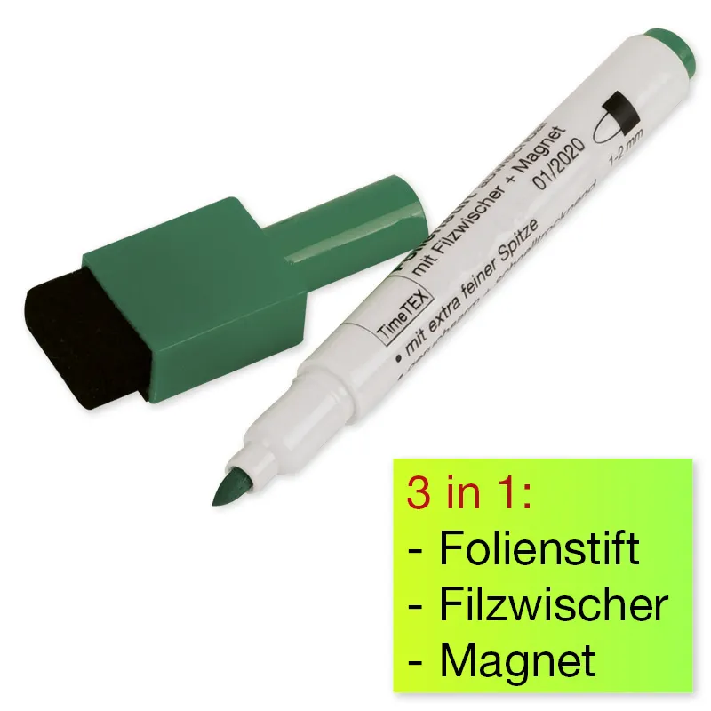 Folienstift Non Permanent mit Filzwischer + Magnet