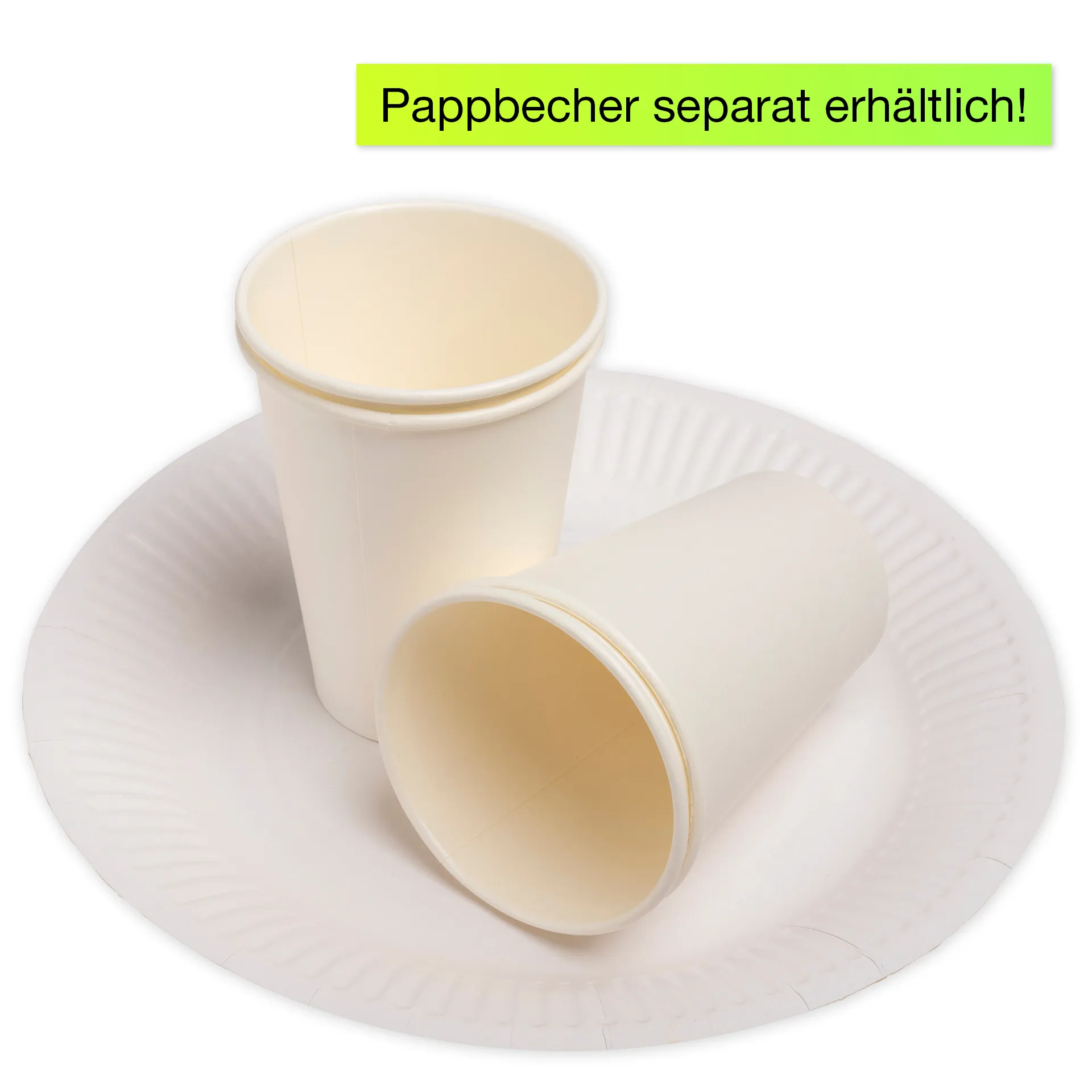 Set Pappteller weiß, 23 cm ø, 50 Stück