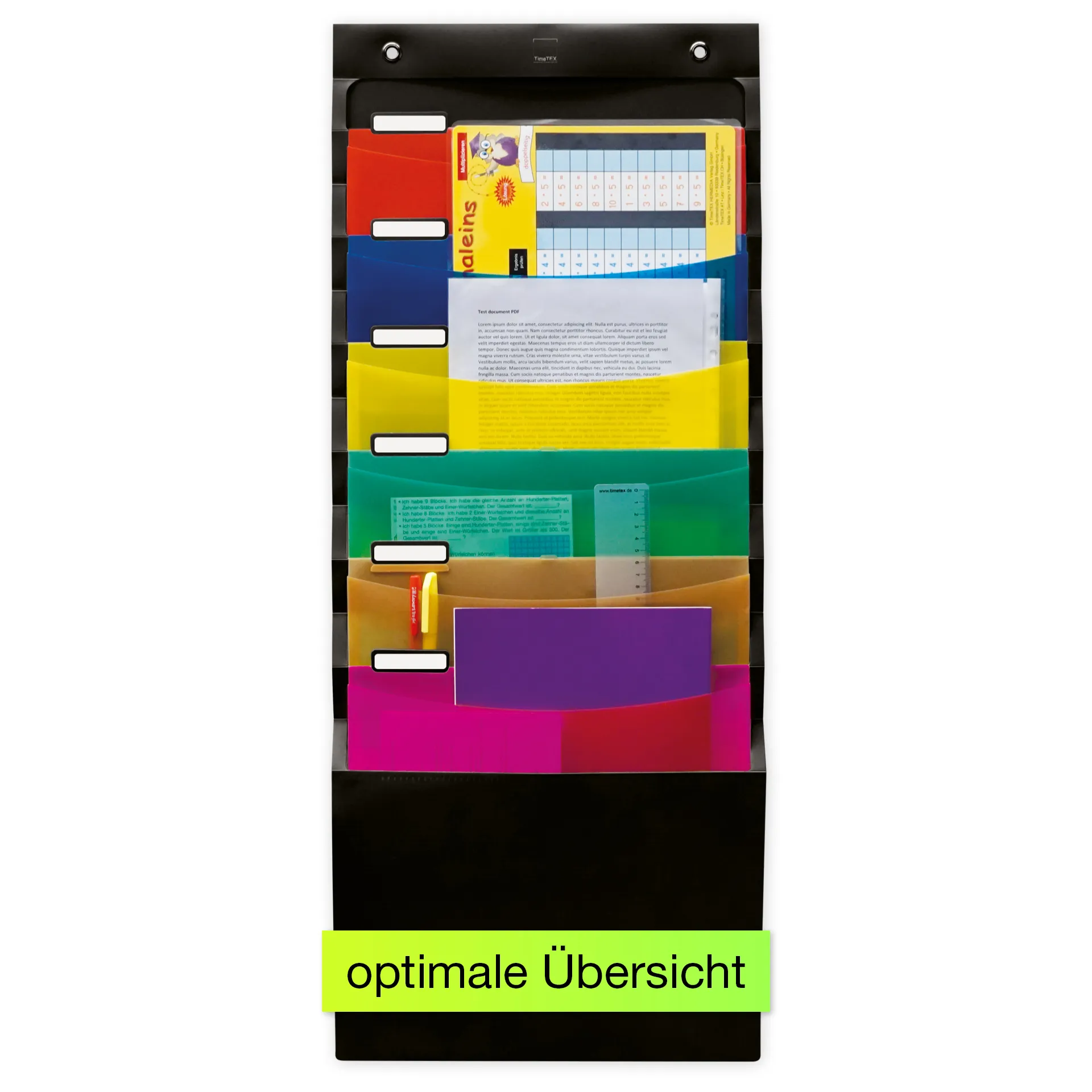 Hänge-Orga-Mappe für A4, 6 Fächer, schwarz