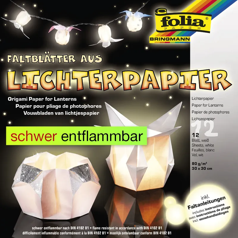 Lichterpapier-Faltblätter 30x30 cm, 12 Blatt