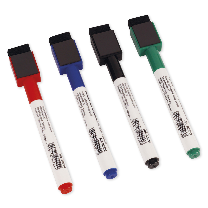 Set Folienstifte Non Permanent mit Filzwischer + Magnet, 4tlg.