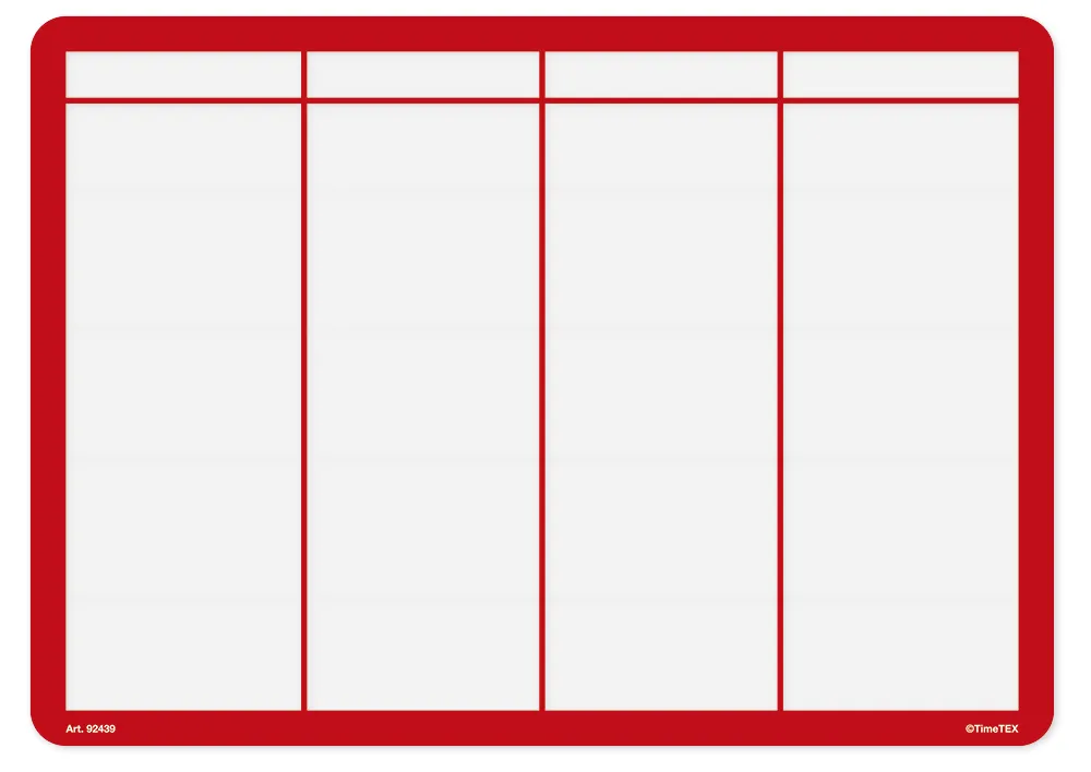TimeTEX Set Rechenfelder-Folien A3, farbig, 6-tlg.