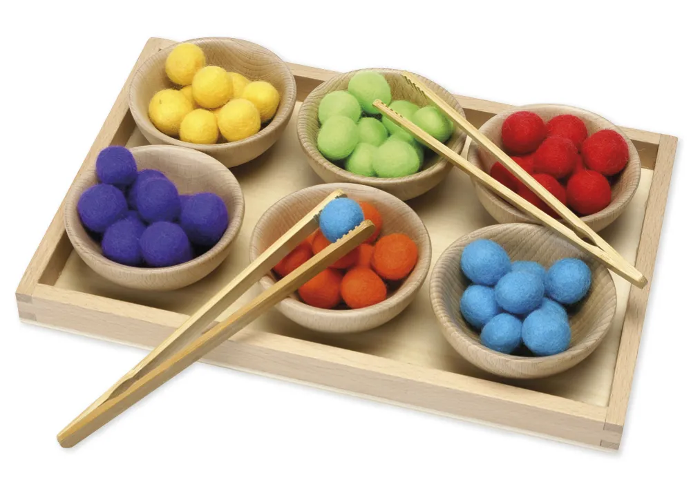 Sortier-Tablett "Holzschalen und Pinzetten", 9-tlg.