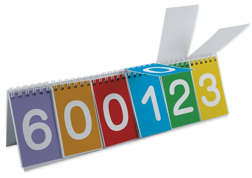 Klappen-Flipchart aus Pappe, Dezimalzahlen 0-9