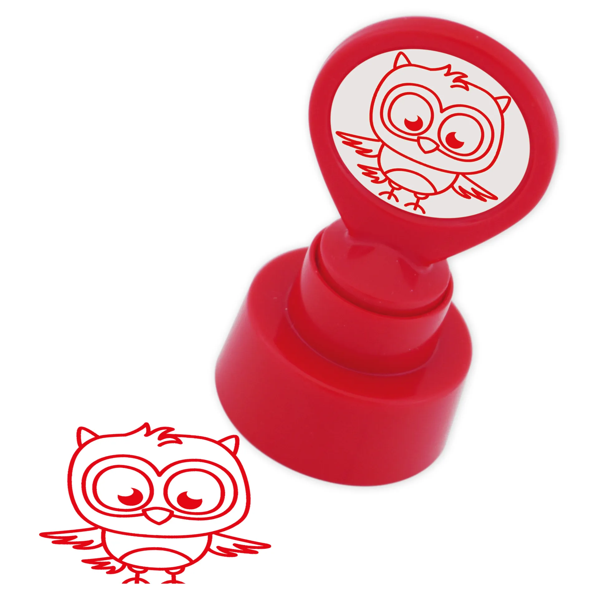 Siebdruck-Stempel "Perpetuum" rund "Eule"