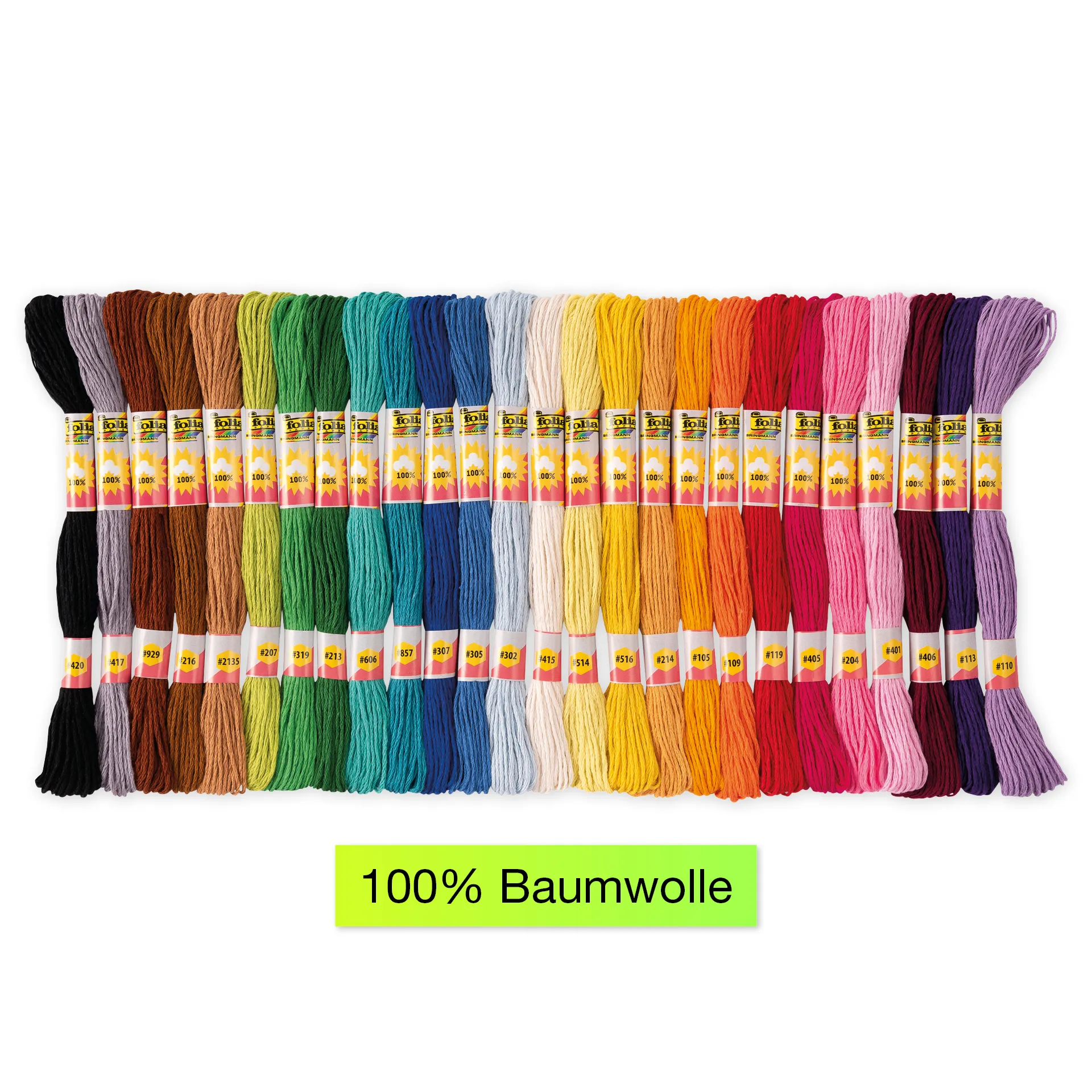 Stickgarn, 52 Docken in 26 Farben