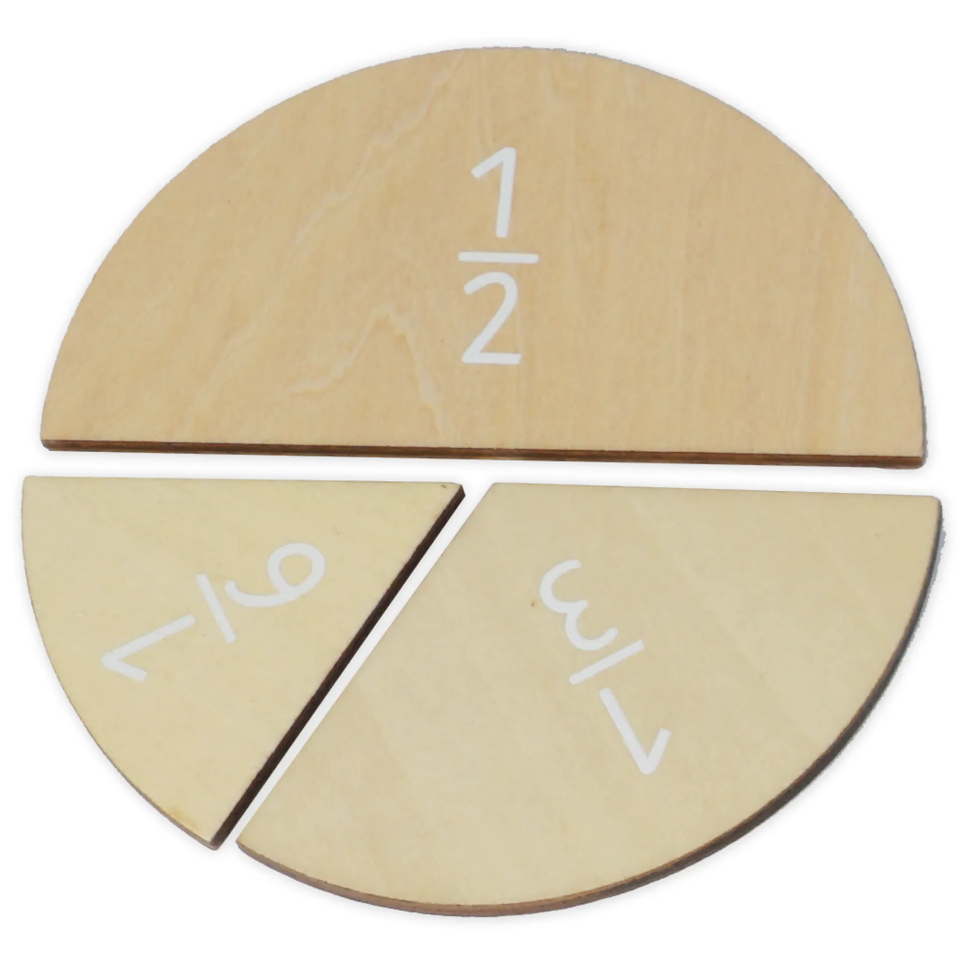 Bruchrechen-Kreise aus Holz, mit Einlagekreis, 150 mm ø, 30-tlg.