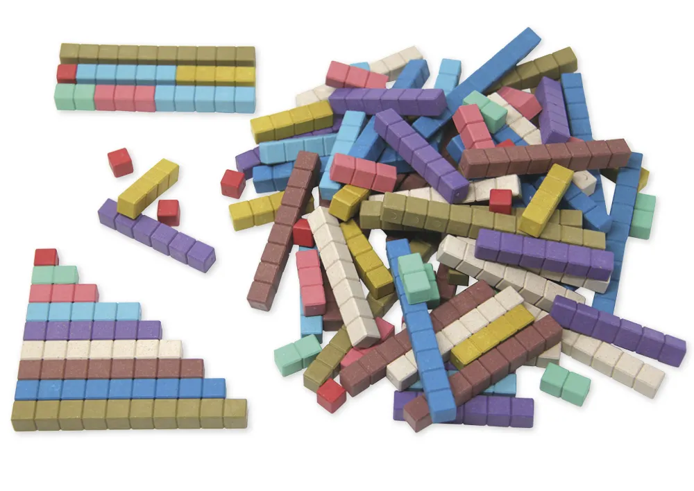 Rechenstäbe aus RE-Wood "Montessori-Farben", 100-tlg., im Karton "Montessori Premium"