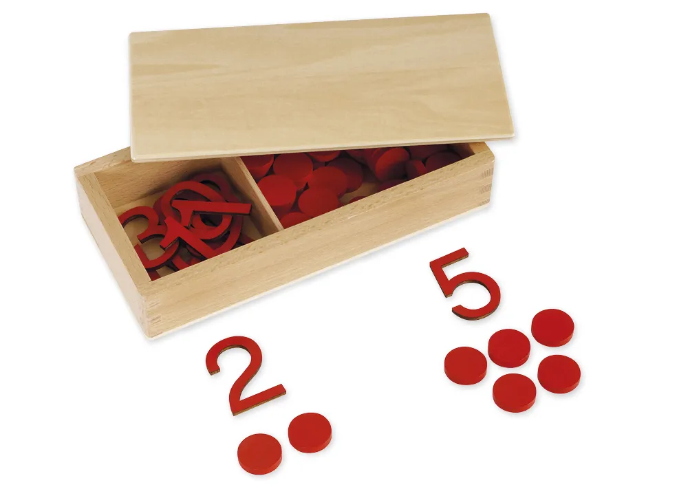 TimeTEX Ziffern und Chips, in Holzbox "Montessori Premium"
