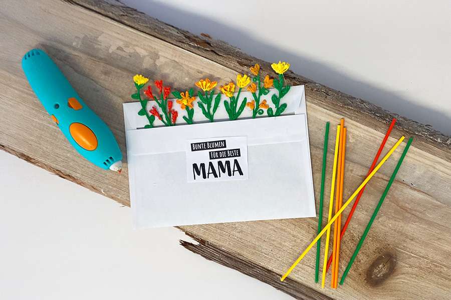 3D Druckstift "3Doodler" mit Kunststoff-Stäbchen und gedruckte Muttertags-Überraschung