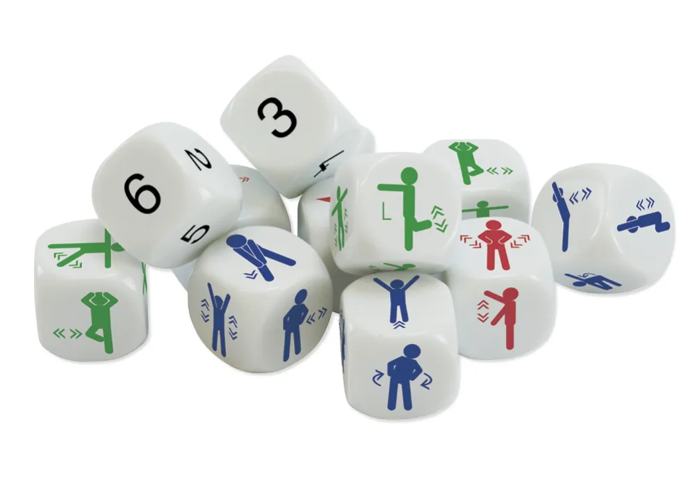 Würfel-Set „Bewegung“ 12-tlg., 20 mm in Box