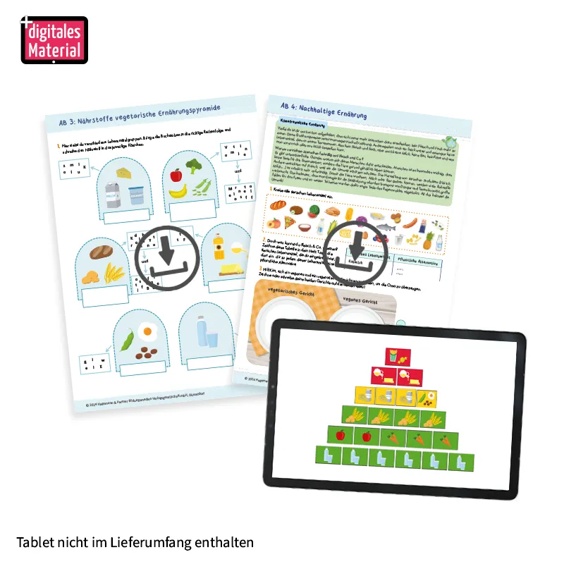 Hagemann Ernährungspyramide, vegetarisch und klassisch, magn, mit Lebensmitteln, 129-tlg.