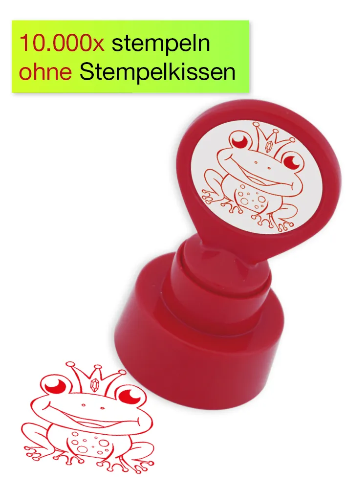 Siebdruck-Stempel "Perpetuum" rund "Froschkönig"