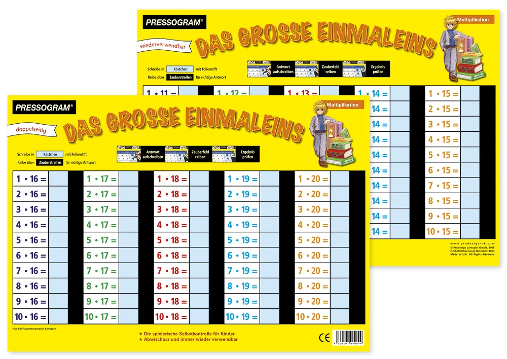 TimeTEX Zaubertafel "Mathematik" Großes 1 x 1