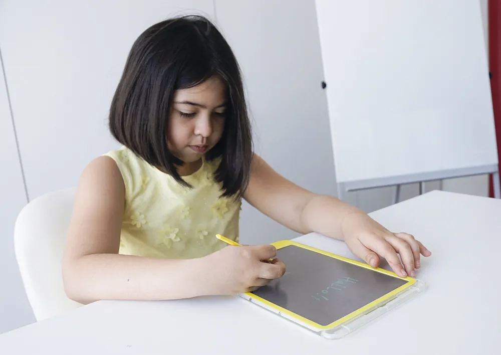 Digitale Schiefertafel TD "A4-XS", transparentes Display, mit Canvas-Hülle