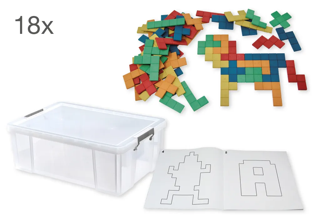 Set Pentominos aus RE-Wood, mit Vorlagen, 938-tlg. in Box