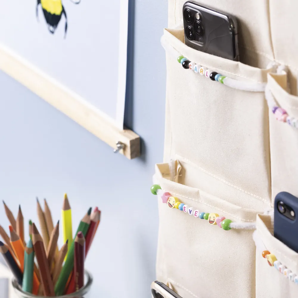 Material-Taschen-Vorhang aus Canvas, 24 Taschen, 93x60 cm