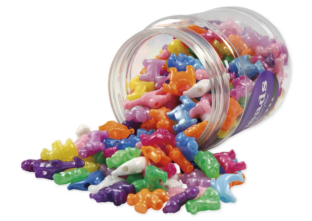 Kunststoff-Perlen "Tiere", 25 mm ø, ca. 220 Stück