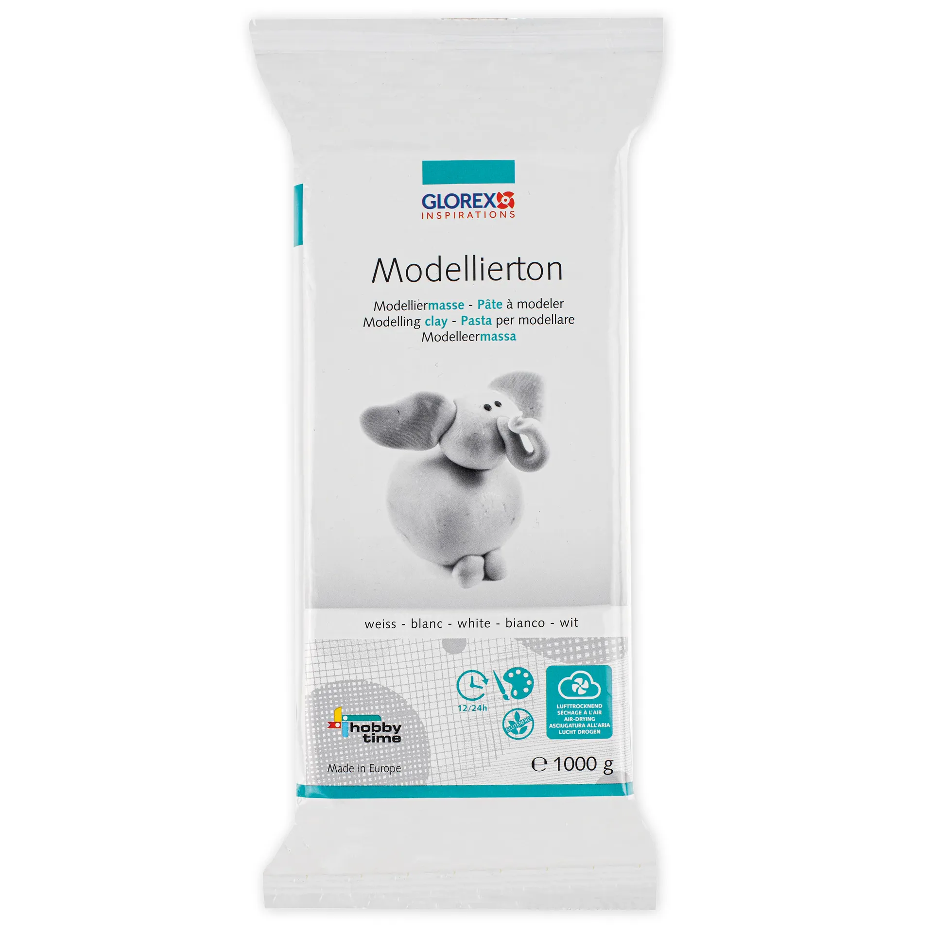 Modellierton, lufthärtend, 1.000 g, weiß