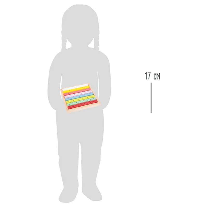 Rechen-Brett "Bruchrechnung" aus Holz, farbig, mit 21 Holzsteinen