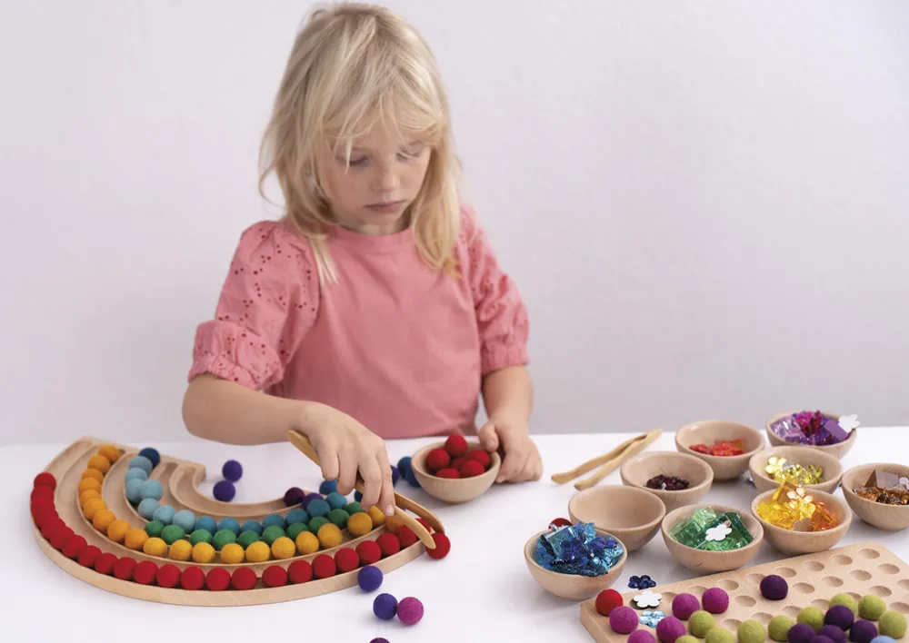 Sortier-Tablett "Holzschalen und Pinzetten", 9-tlg.