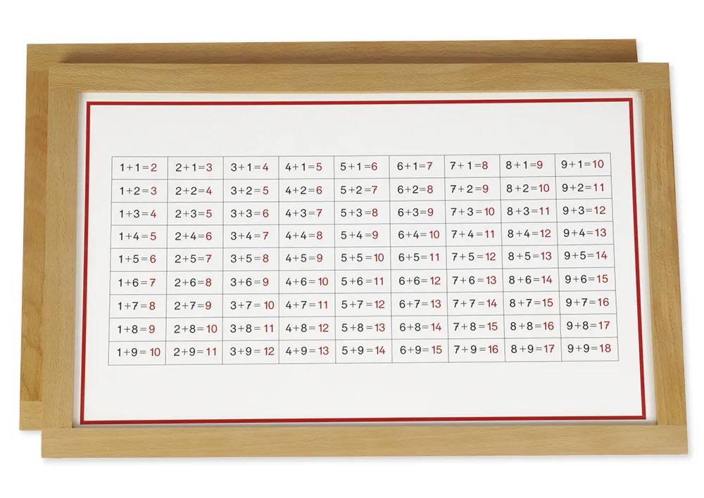 TimeTEX Additionstabellen im Holzrahmen "Montessori Premium"