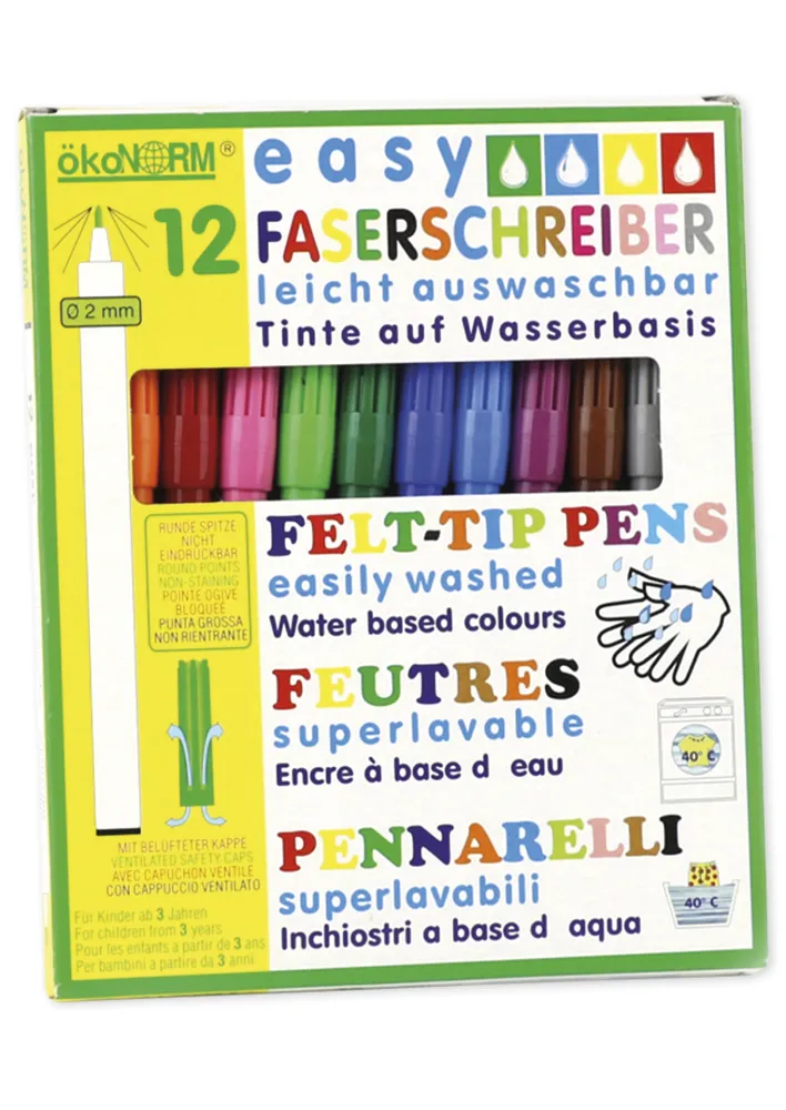 easy Faserschreiber 2 mm, 12 Farben