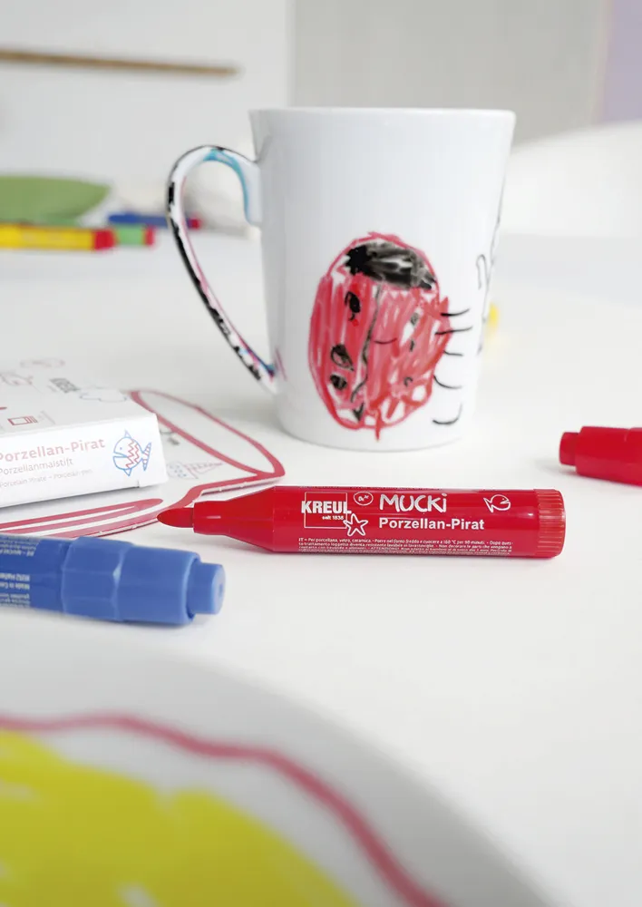 MUCKI Porzellan-Stifte kurz, Strichstärke 2-5 mm, 5 Stück