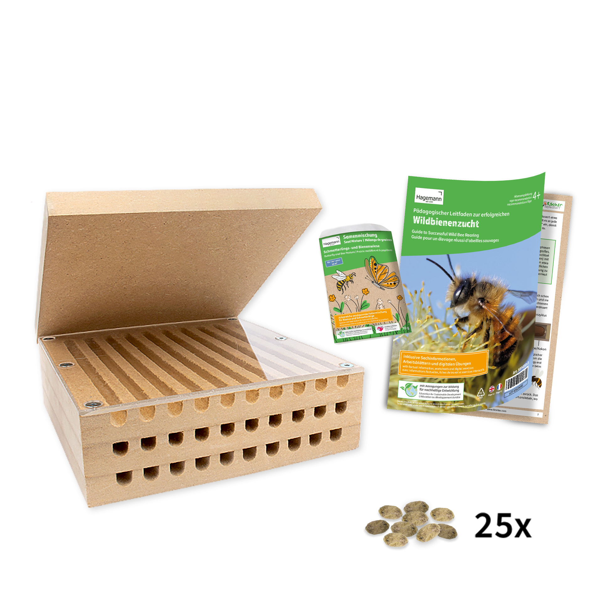 Hagemann Zuchtset Wildbienen, kompakt, Rote Mauerbiene (mit 25 Kokons)