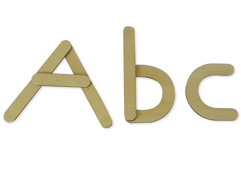 Set Holz-Buchstaben magnetisch, 60-tlg. in Box