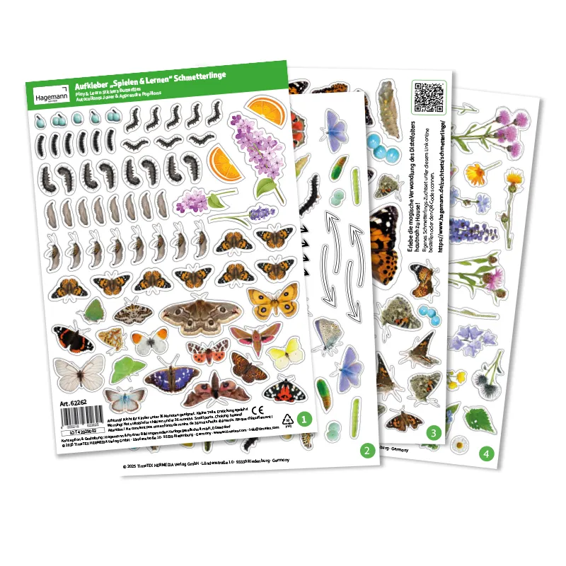 Aufkleber „Spielen und Lernen“ Schmetterlinge, 227-tlg.