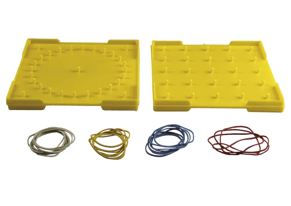 Geometrie-Brett doppelseitig (5x5 Stifte), 15x15 cm, gelb