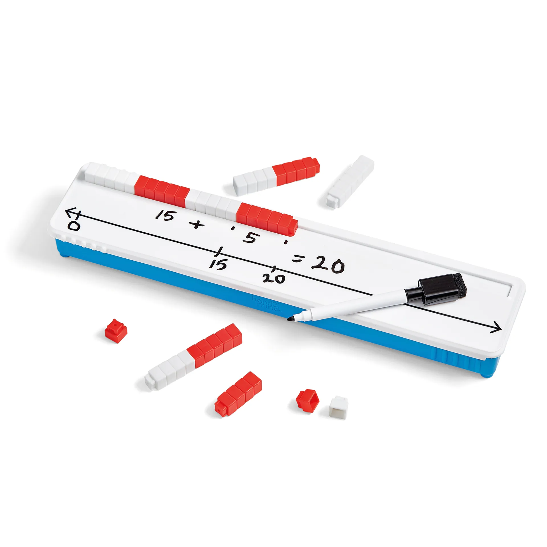 Blanko-Zahlenstrahl mit Rechen-Steinchen rot-weiß, 52-tlg.