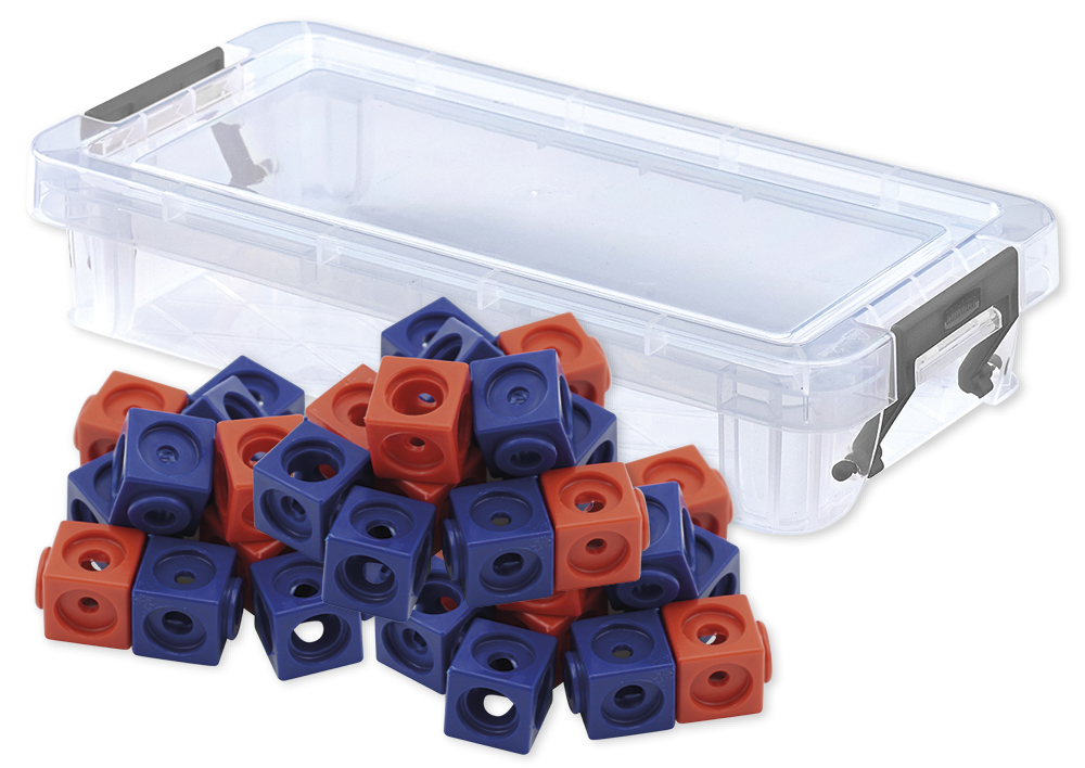 Set Steckwürfel rot/blau, 1,7 cm, 100 Stück in Box