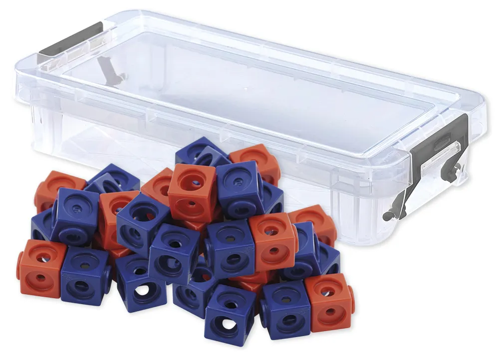 Set Steckwürfel rot/blau, 1,7 cm, 100 Stück in Box