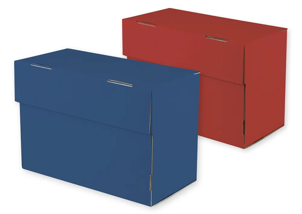 Karteikasten A5 aus Pappe, mit Klappdeckel, farbig