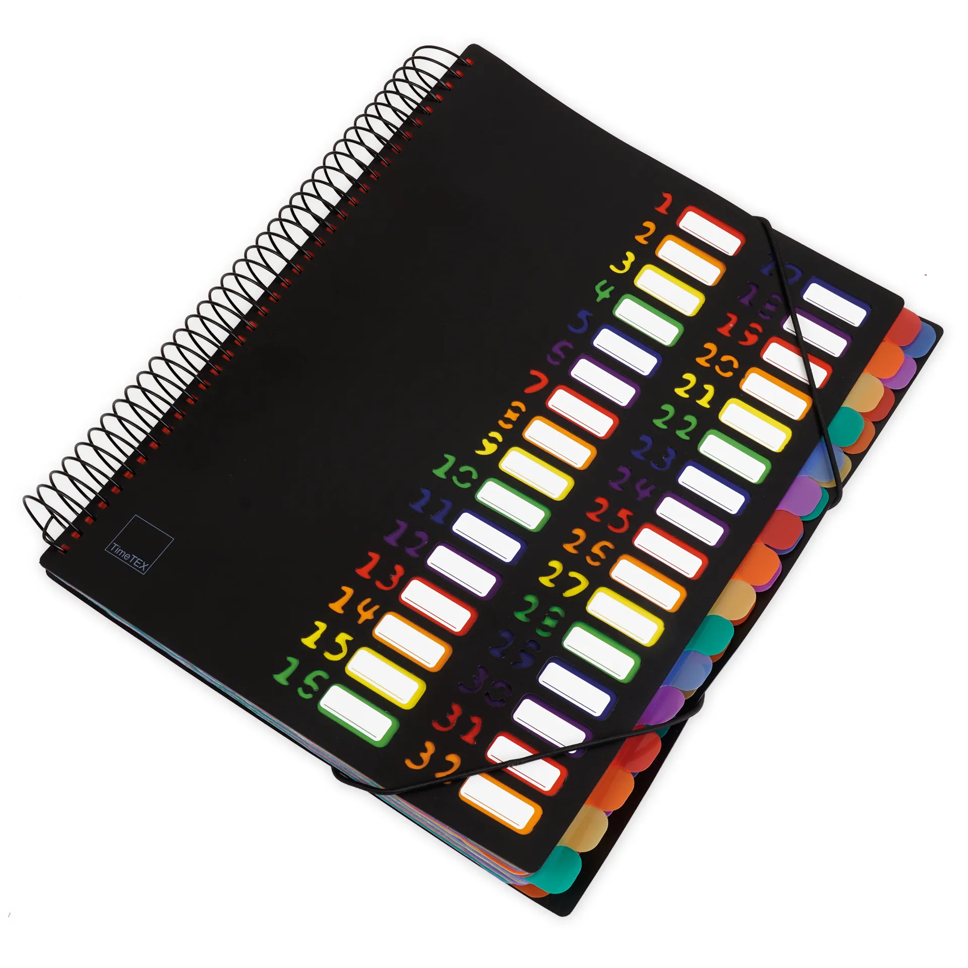 TimeTEX Tisch-Fächermappe 1-32 A4, farbig mit Verschlussgummi