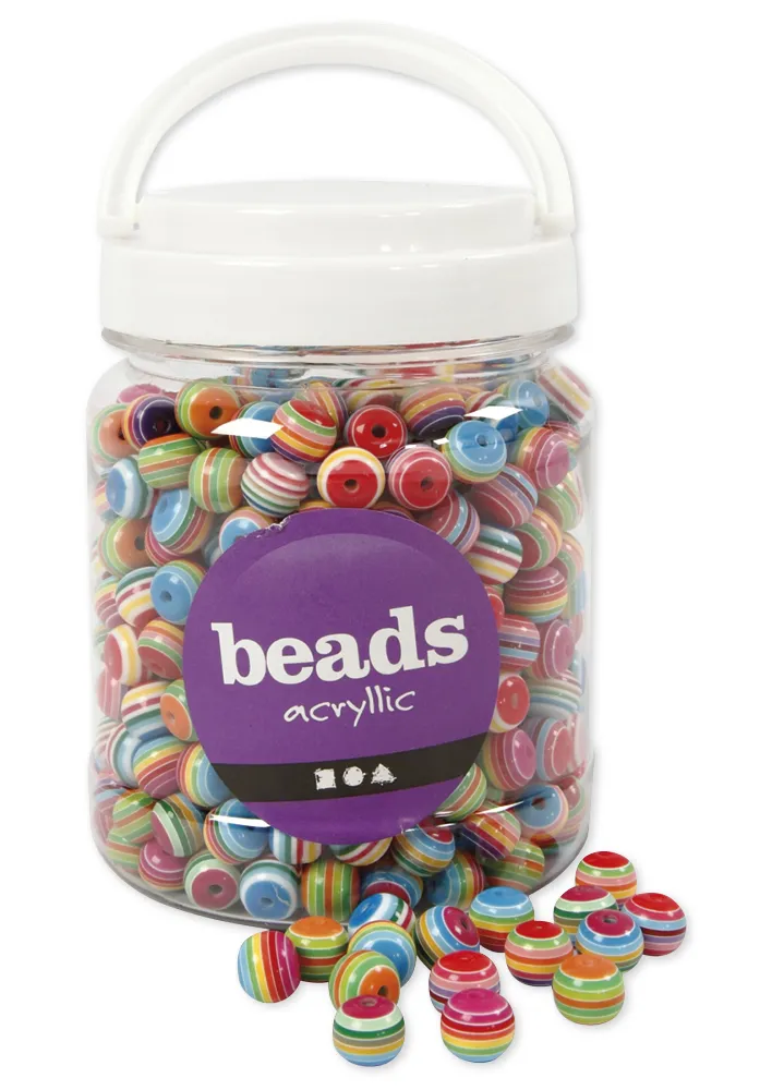 Kunststoff-Perlen gestreift, 12 mm ø, ca. 530 Stück