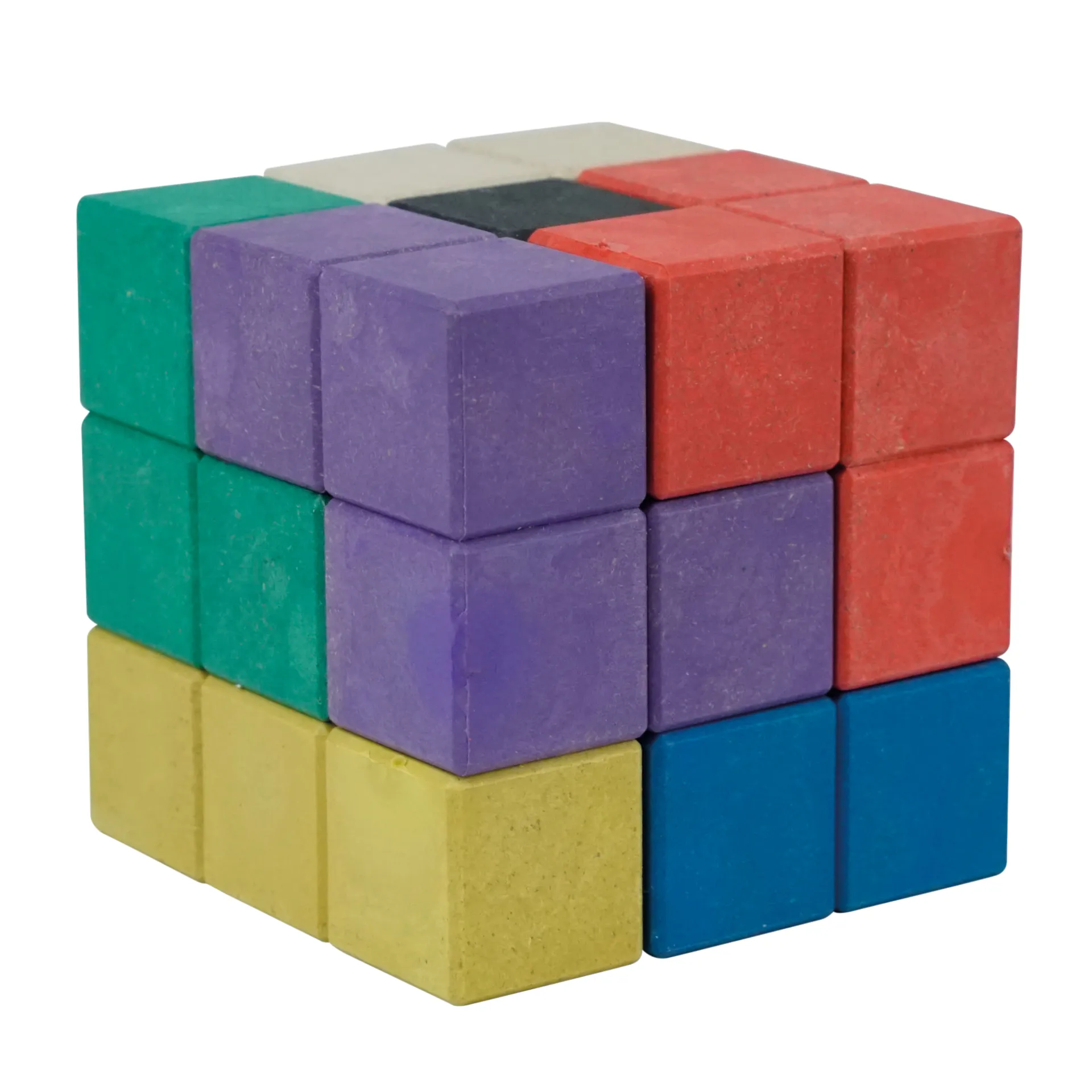 Soma-Holz-Würfel 60x60 mm, 7 Figuren bunt in Box