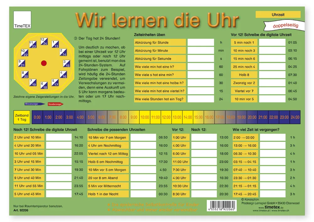 TimeTEX Zaubertafel "Wir lernen die Uhr"