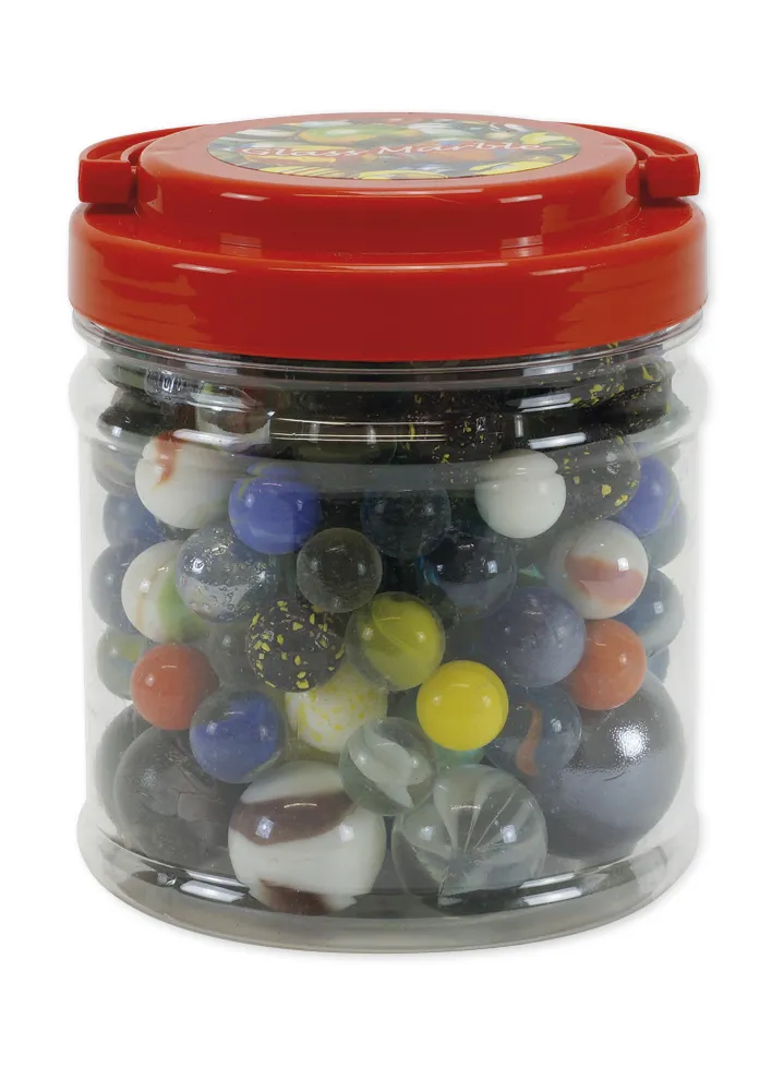 Glas-Murmeln "Faszination" in Box, 144 Stück, ca. 16 mm ø