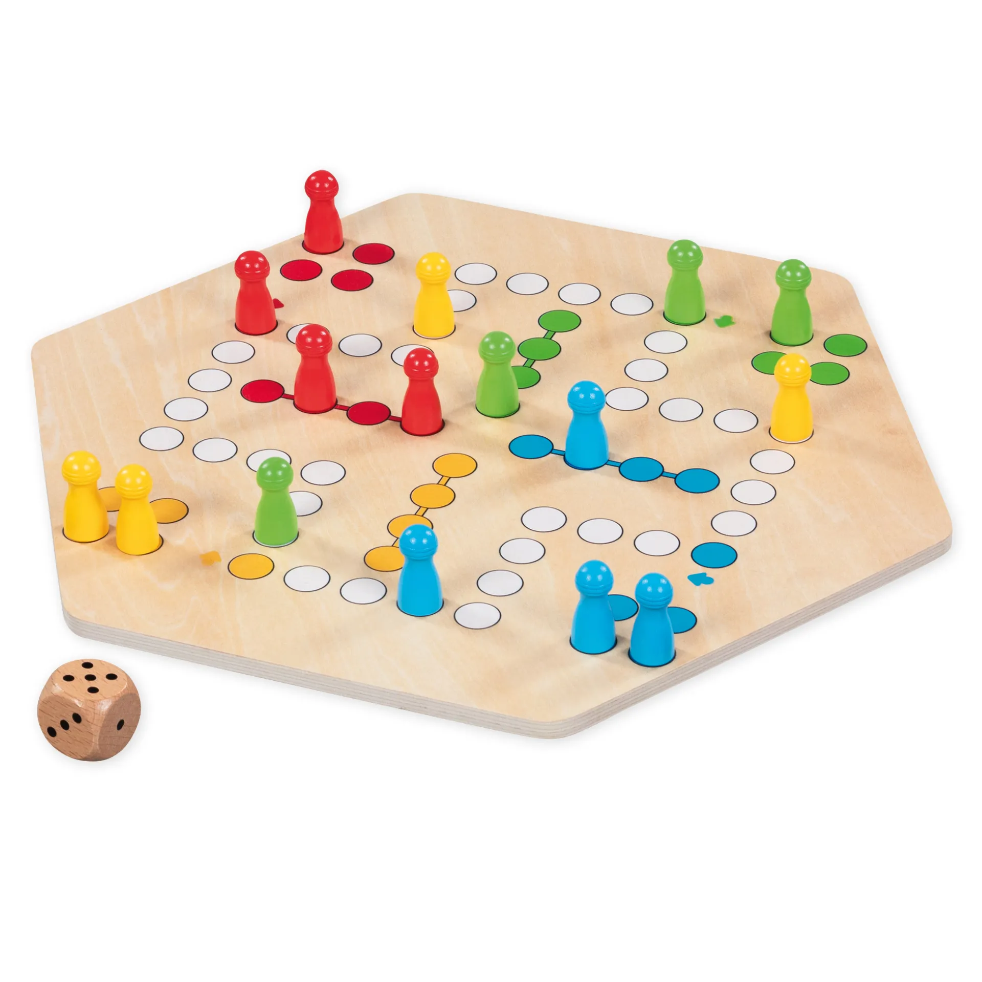 Ludo für bis zu 6 Spieler, beidseitig bespielbar