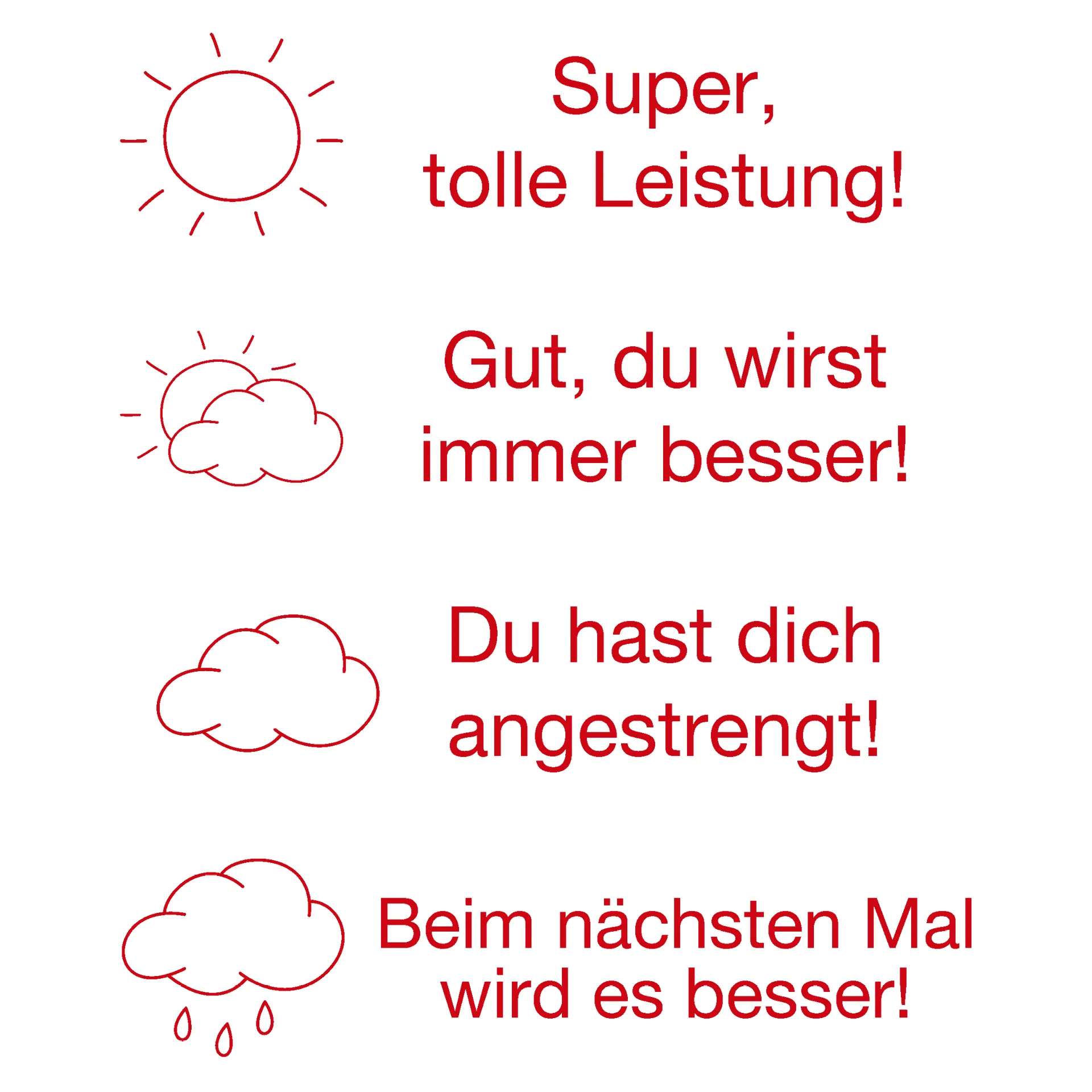 Siebdruck-Stempel "Perpetuum", 4 in 1, "Sonne und Wolken"