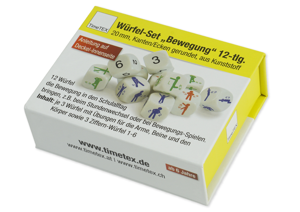 Würfel-Set „Bewegung“ 12-tlg., 20 mm in Box