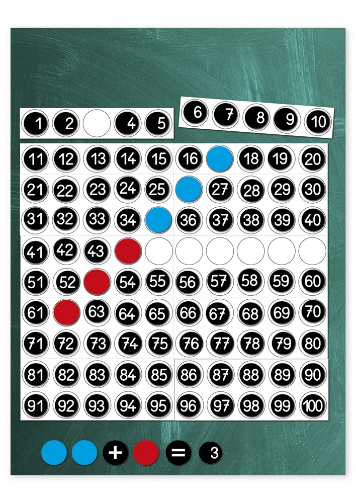 Hunderter-Tafel XXL, magnetisch, ca. 60x60 cm, 172-tlg.