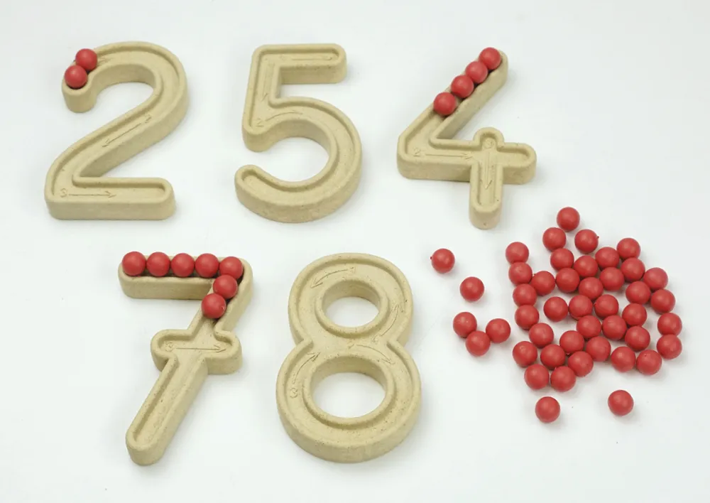 Ziffernsatz 1-10, 7 cm, mit Nut und Kugeln