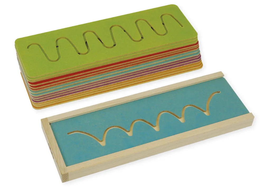 Set Schwungübungs-Schablonen aus Holz, 16-tlg.